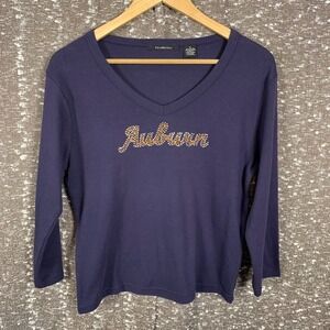 Vintage Auburn University Shirt Blue‎ Rhinestones K.B. Collections Women's Small